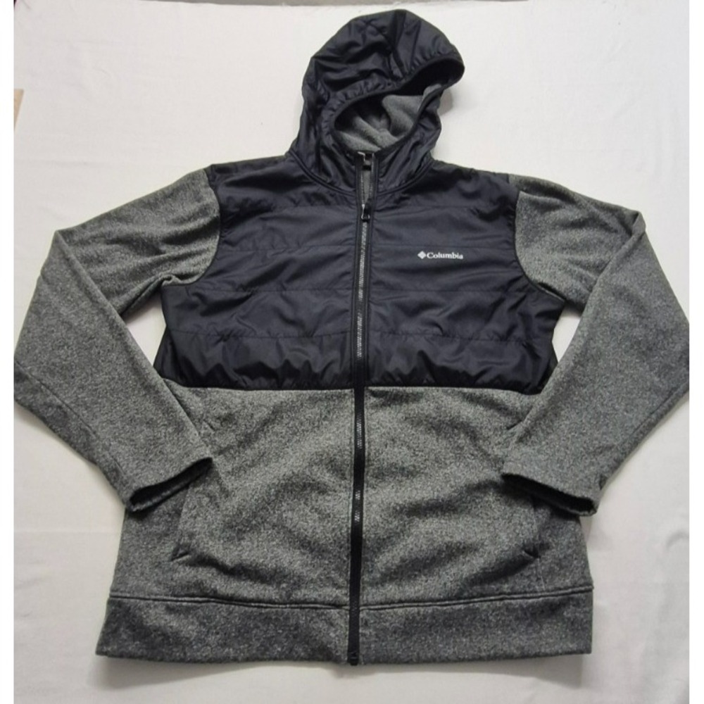 Columbia Men's Hooded Basin Butte Fleece Full Zip Jacket Gray/Black LG